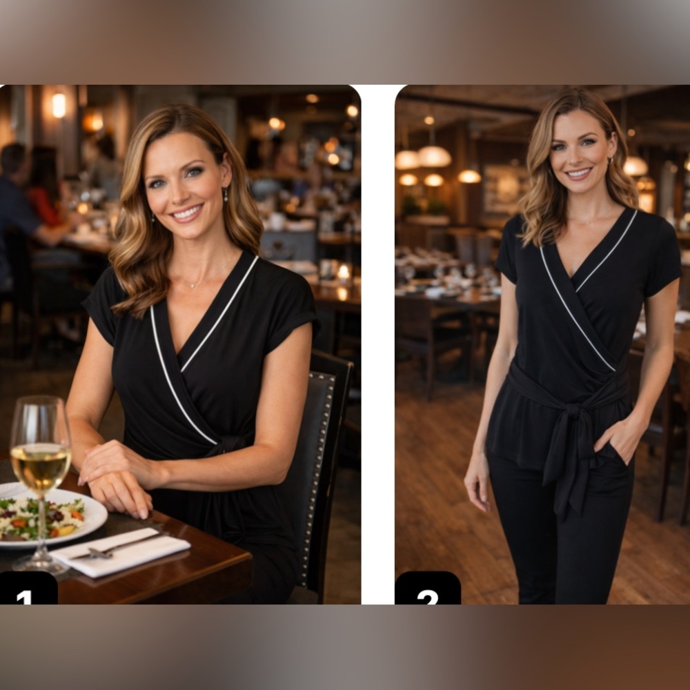 Elegant Black Wrap Top